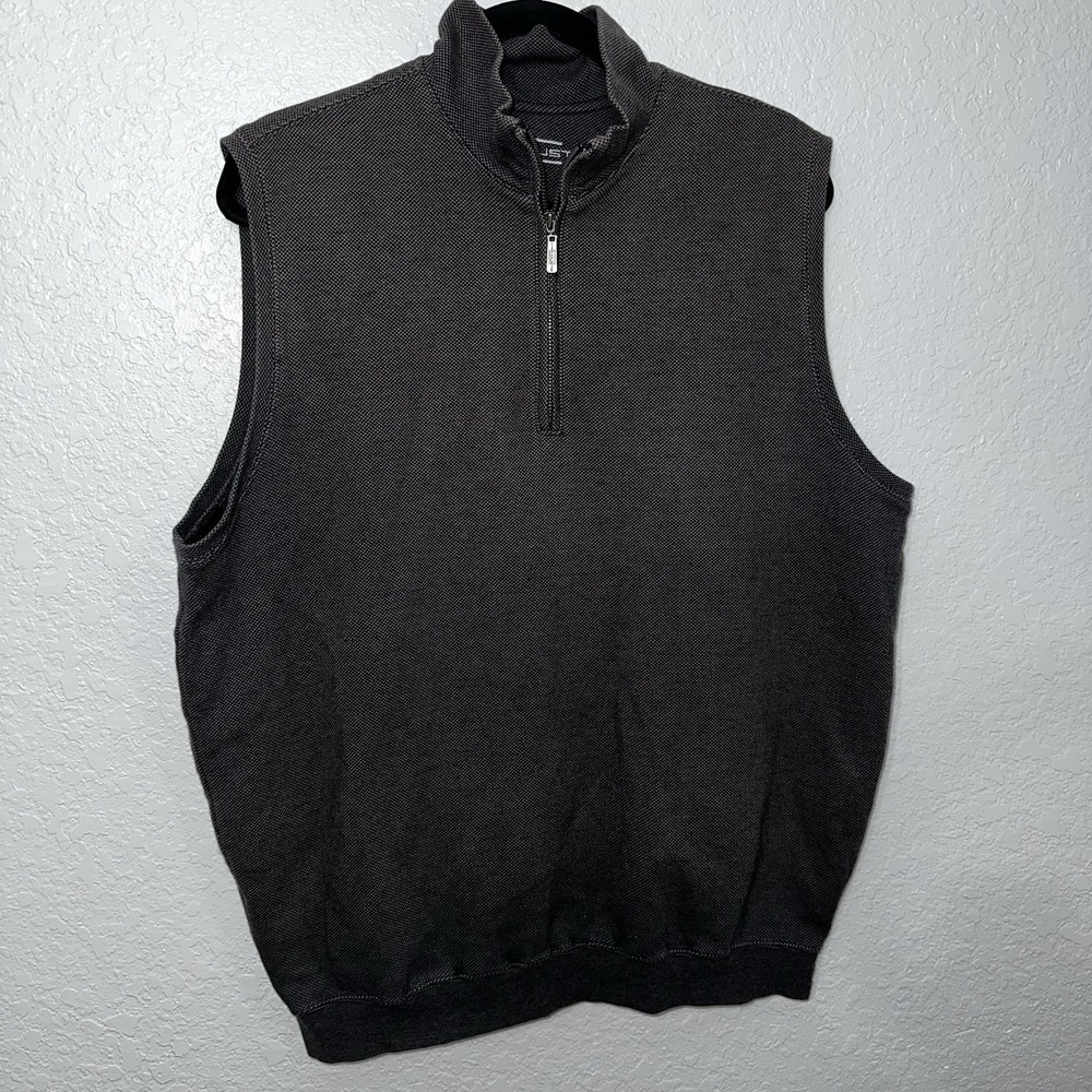 CARNOUSTIE Quarter Zip COTTON Sweater Vest Men MEDIUM M‎ Black SHADY CANYON Golf